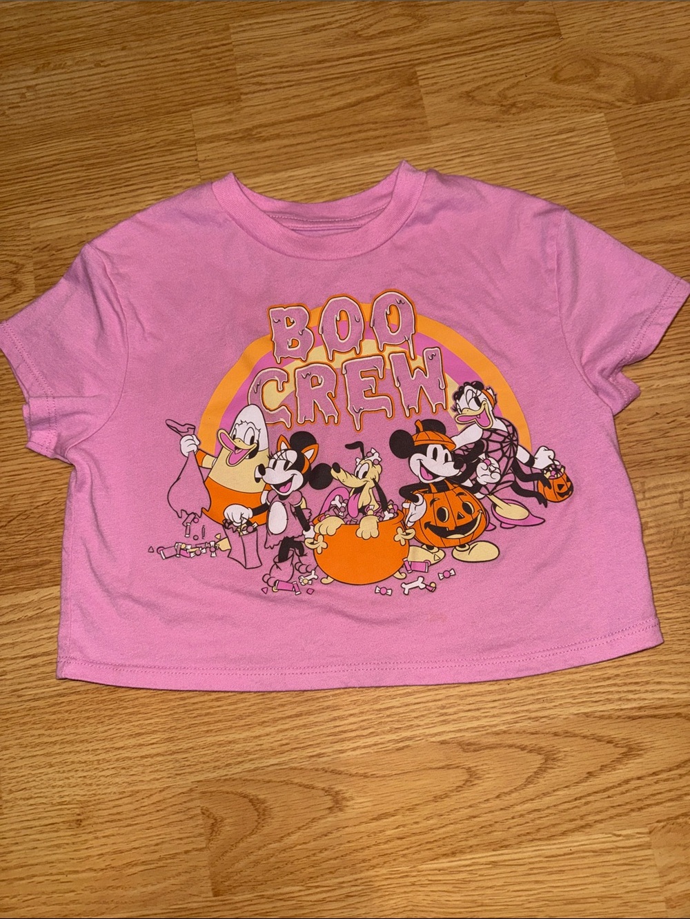 Pink 'Boo Crew' Halloween Cartoon Graphic Tee
